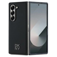 Dkny Magsafe Plain Leather Metal Stack Logo Case for Samsung Galaxy Z Fold 6 - Black