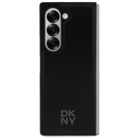 Dkny Magsafe Plain Leather Metal Stack Logo Case for Samsung Galaxy Z Fold 6 - Black