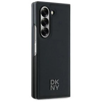 Dkny Magsafe Plain Leather Metal Stack Logo Case for Samsung Galaxy Z Fold 6 - Black