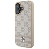 Dkny Checkered Pattern & Printed Stripes iPhone 16 Case - Pink