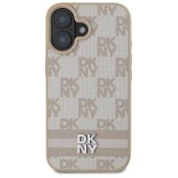 Dkny Checkered Pattern & Printed Stripes iPhone 16 Case - Pink