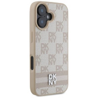 Dkny Checkered Pattern & Printed Stripes iPhone 16 Case - Pink