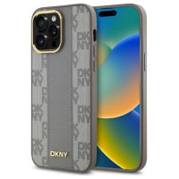Dkny Leather Checkered Mono Pattern MagSafe iPhone 14 Pro Max Case - Beige