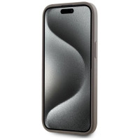 Dkny Leather Checkered Mono Pattern MagSafe iPhone 15 Plus Case - Beige