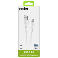SBS TECABLEMICROC15W USB-A - USB-C Cable 1.5m - White