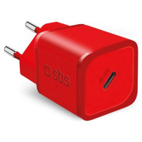 SBS TETRGAN1C20R 20W GaN Wall Charger with Power Delivery - Red