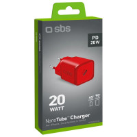 SBS TETRGAN1C20R 20W GaN Wall Charger with Power Delivery - Red