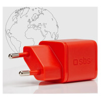 SBS TETRGAN1C20R 20W GaN Wall Charger with Power Delivery - Red