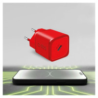 SBS TETRGAN1C20R 20W GaN Wall Charger with Power Delivery - Red