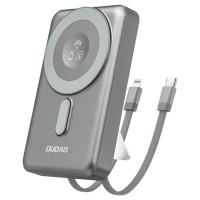 Dudao K29 10000mAh PD 20W MagSafe Power Bank with Metal Case, Stand and Built-in USB-C/ Lightning Cables - Gray