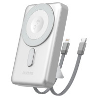 Dudao K29 10000mAh PD 20W MagSafe Powerbank with Metal Case, Stand and Built-in USB-C/ Lightning Cables - Silver