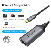 Tech-Protect UltraBoost USB-C to Ethernet RJ45 1000Mbps Adapter - Black