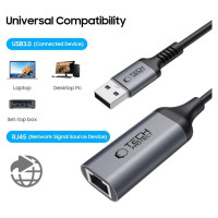 Tech-Protect UltraBoost USB-A 3.0 / Ethernet RJ45 1000Mbps Adapter - Black