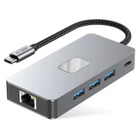 Tech-Protect HB05 HUB 9in1 USB-C + USB2.0 + USB3.0 + HDMI 4K 60HZ + SD / TF + PD100W + RJ45 adapter - gray