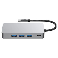 Tech-Protect HB05 HUB 9in1 USB-C + USB2.0 + USB3.0 + HDMI 4K 60HZ + SD / TF + PD100W + RJ45 adapter - gray