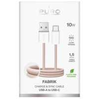 Puro Fabrik 10W Braided Cable USB-A - USB-C 1.5m - Beige