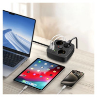 Tech-Protect PCS3X4 power strip, 3 sockets, 2xUSB-A, 2xUSB-C 200 cm - black