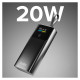 SBS 10000mAh PD 20W Powerbank with LCD Display and Built-in USB-C Cable - Gray