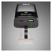 SBS 10000mAh PD 20W Powerbank with LCD Display and Built-in USB-C Cable - Gray