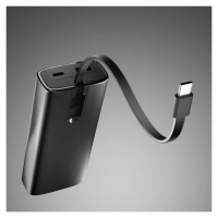 SBS 10000mAh PD 20W Powerbank with LCD Display and Built-in USB-C Cable - Gray