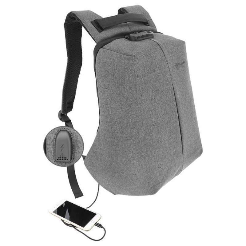 Tellur 15.6 Notebook Backpack Antitheft V2, USB Port, Gray