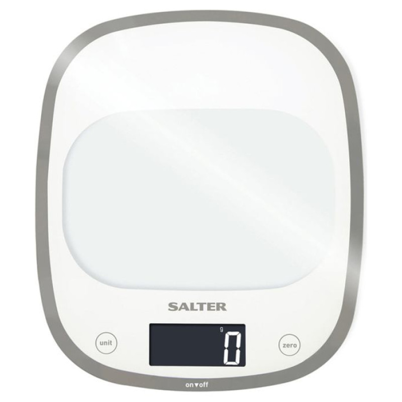 Salter 1050 WHDR White Curve Glass Electronic Digital Kitchen Scales