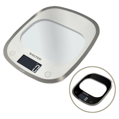 Salter 1050 WHDR White Curve Glass Electronic Digital Kitchen Scales