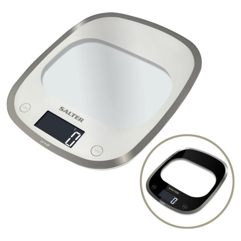 Salter 1050 WHDR White Curve Glass Electronic Digital Kitchen Scales