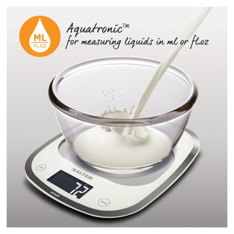 Salter 1050 WHDR White Curve Glass Electronic Digital Kitchen Scales