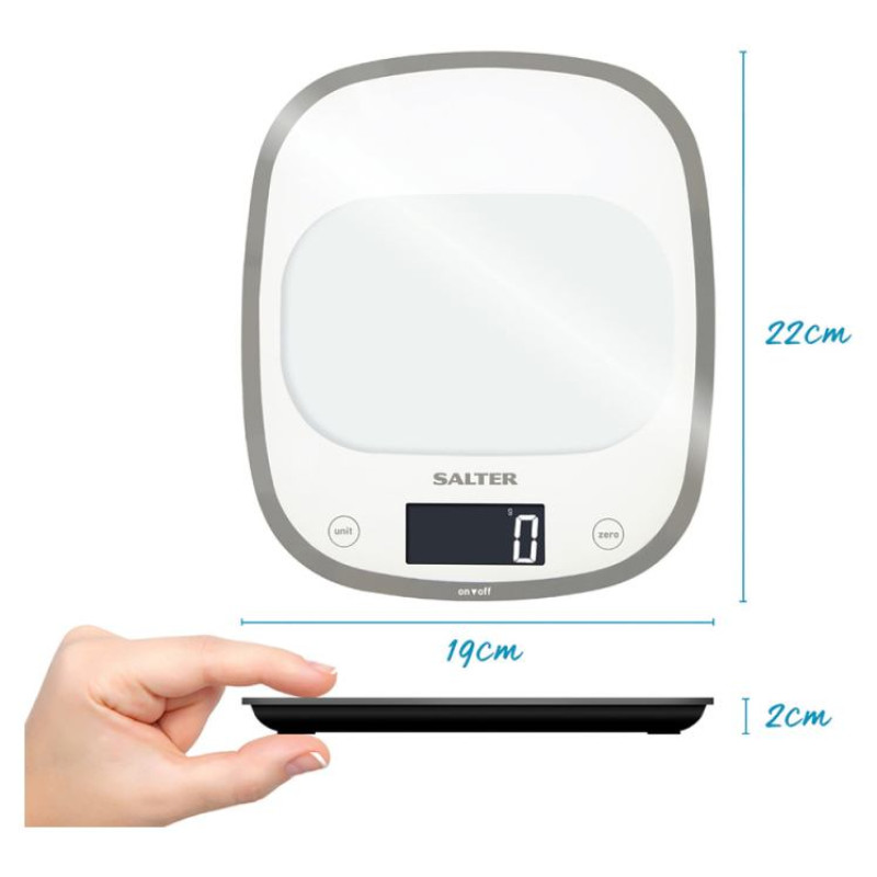 Salter 1050 WHDR White Curve Glass Electronic Digital Kitchen Scales