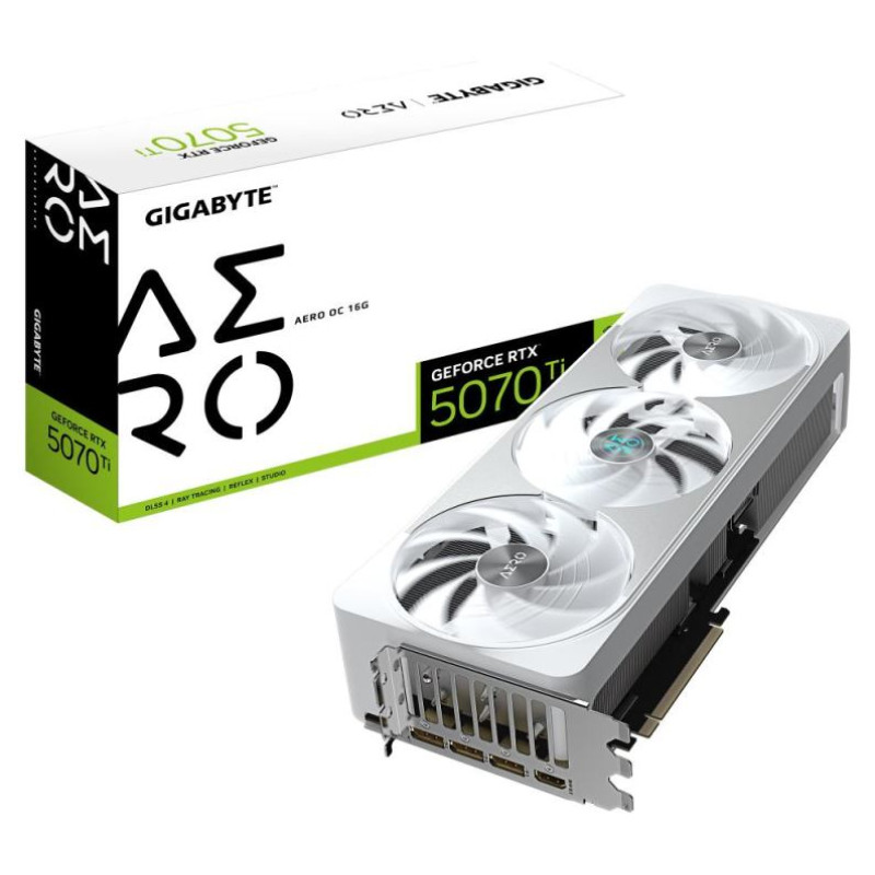 Gigabyte Graphics Card|GIGABYTE|NVIDIA GeForce RTX 5070 Ti|16 GB|GDDR7|256 bit|PCIE 5.0 16x|GPU 2588 MHz|Dual Slot Fansink|1xHDMI|3xDisplayPort|GV-N507TAEROOC-16GD1.0