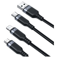 Joyroom Multi-Use Series S-A18 3in1 USB-A - Lightning / USB-C / micro USB cable 0.3m - black