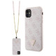 Guess GUHCN61P4TDSCPP Case for iPhone 11 / Xr - Pink Crossbody 4G Metal Logo