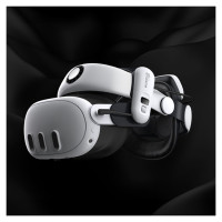Bobovr S3 Pro strain relief strap for Meta Quest 3 VR goggles + B100 external battery - white and black