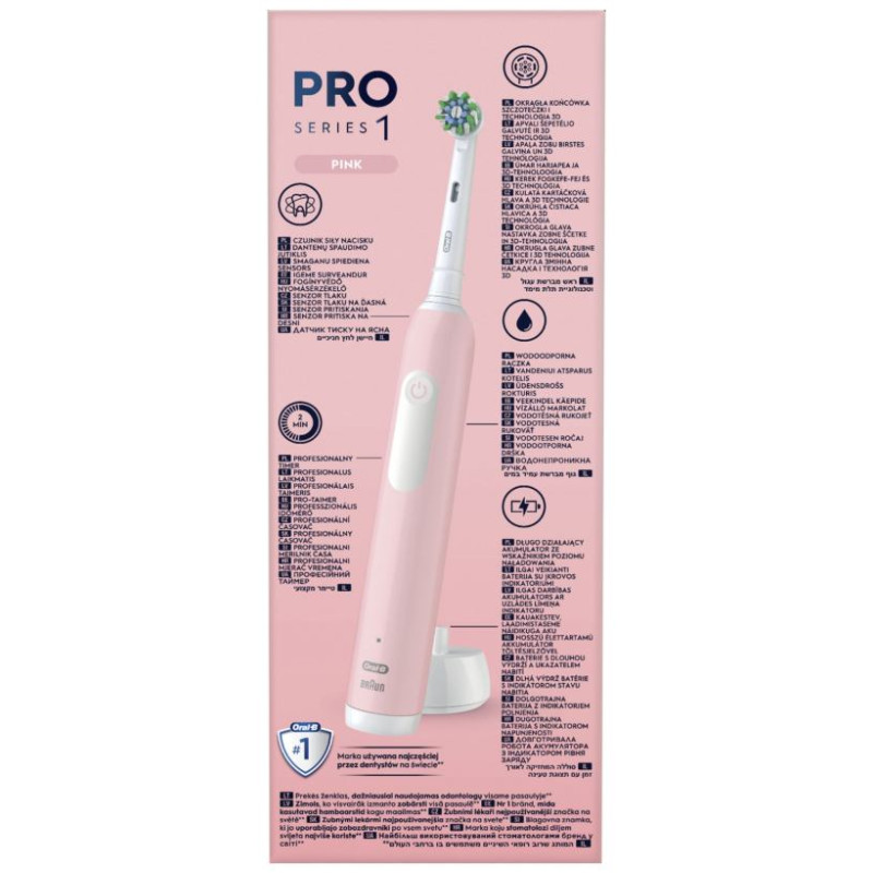 Braun el.zobu  birste Cross Action, rozā - D 305.513.3 Pink