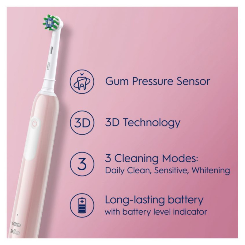 Braun el.zobu  birste Cross Action, rozā - D 305.513.3 Pink