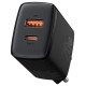 Baseus Compact fast charger USB / USB Type C 20W 3A Power Delivery Quick Charge 3.0 black (CCXJ-B01)