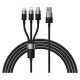 Baseus 3in1 USB - micro USB / Lightning / USB C 3.5A 1.2m cable Baseus StarSpeed - black