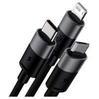 Baseus 3in1 USB - micro USB / Lightning / USB C 3.5A 1.2m cable Baseus StarSpeed - black