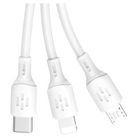 Dudao USB cable - USB C / micro USB / Lightning 480Mb/s 6A 1.2m - white