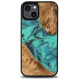 Bewood Wood and resin case for iPhone 15 Plus Bewood Unique Turquoise - turquoise and black