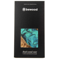 Bewood Wood and resin case for iPhone 15 Plus Bewood Unique Turquoise - turquoise and black