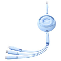 Joyroom Colorful Series S-A40 Cable Retractable 3in1 USB-A - USB-C / Lightning / Micro USB 1m - Blue