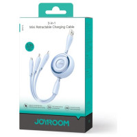 Joyroom Colorful Series S-A40 Cable Retractable 3in1 USB-A - USB-C / Lightning / Micro USB 1m - Blue