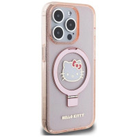 Hello Kitty Ring Stand Glitter Electrop Logo MagSafe Case for iPhone 15 Pro - Pink
