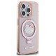 Hello Kitty Ring Stand Glitter Electrop Logo MagSafe Case for iPhone 15 Pro - Pink