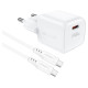 Acefast A77 Mini PD 30W GaN wall charger + USB-C cable - white