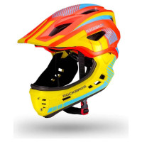 Rockbros TT-32SOYB-S children's bicycle helmet with detachable chinbar, size S - yellow-orange