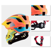 Rockbros TT-32SOYB-S children's bicycle helmet with detachable chinbar, size S - yellow-orange