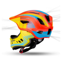 Rockbros TT-32SOYB-S children's bicycle helmet with detachable chinbar, size S - yellow-orange